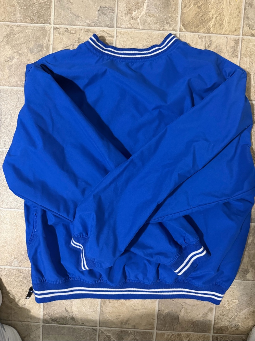 Holloway Royal Blue V-Neck Windbreaker with White Stripe Trim - Picture 3 of 5